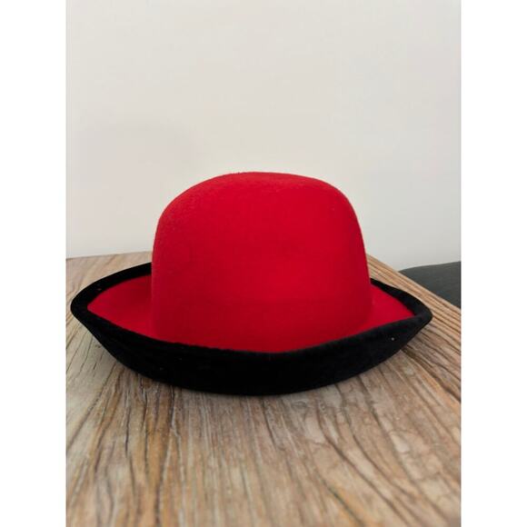 Vintage Womens Fedora Hat Red 100% Wool - Picture 1 of 4